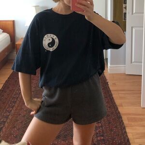 Oversized Navy Blue Cotton Tai Chi Vintage Yin and Yang T-shirt